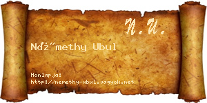 Némethy Ubul névjegykártya